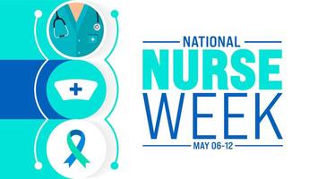 6:e till 12th Maj är nationell sjuksköterskor vecka bakgrund mall. sjuksköterska klänning, medicinsk instrument, medicin, medicinsk och hälsa vård begrepp. berömd årligen i förenad stater. tacka du sjuksköterskor. vektor