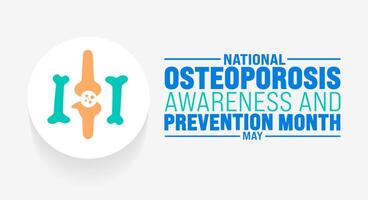 Maj är nationell osteoporos medvetenhet och förebyggande månad bakgrund mall. Semester begrepp. använda sig av till bakgrund, baner, plakat, kort, och affisch design mall med text inskrift vektor