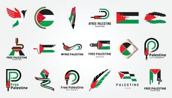 uppsättning bunt internationell dag av solidaritet de palestinsk människor med flagga illustration vektor