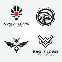 uppsättning bunt huvud Örn logotyp design, fågel Fenix emblem, fågel falk vingar logotyp mall vektor