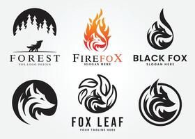 uppsättning bunt svart räv logotyp ikon illustration design vektor