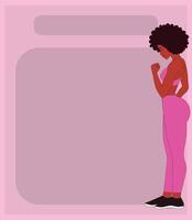 schön schwarz Frau, Fitness Mädchen Illustration, Fitnessstudio, Fitness Mädchen, Hinweis Block Hintergrund vektor