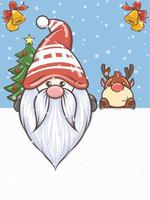 söt gnome illustration med rådjur jul vektor