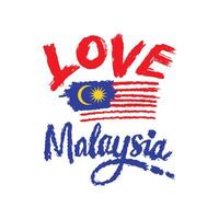 kärlek malaysia. hand dragen text. illustration vektor