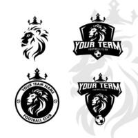 lejon kung fotboll team logotyp design vektor