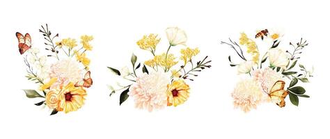 Sommer- Blumen- Strauß Aquarell Elemente Design vektor
