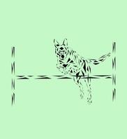 illustration av ett rörlighet konkurrens hund, en unik geometrisk design av en hund i ett abstrakt form. vektor