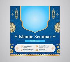 Blau islamisch Seminar und Webinar Sozial Medien Post Futter Post Design Vorlage zum islamisch Lehren und Vorträge vektor