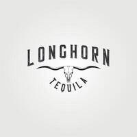 longhorn skelett logotyp årgång illustration grafisk design vektor