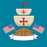 glad columbus day america med fartygsdesign vektor