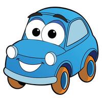 blå bil uttryckssymbol rolig bil ansikte karaktär ler ikoner illustration vektor