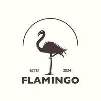 flamingo logotyp illustration svart och vit silhuett vektor