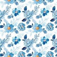 skön blå blommig vattenfärg sömlös mönster vektor