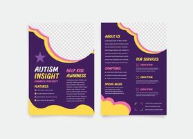 autism dubbel- flygblad mall. morden, kreativ och professionell flygblad design. enkel och minimalistisk befordran layout illustration. vektor