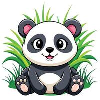 av söt bebis panda tecknad serie Sammanträde i gräs illustration. vektor