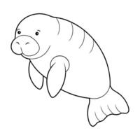 av manatee illustration färg sida för ungar. vektor