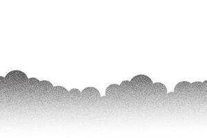 Lärm Gradient Berg Hintergrund. körnig tüpfeln Landschaft. abstrakt Grunge Wolken und Bäume. Halbton Illustration. vektor