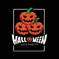 Halloween-Tag-Logo-Design, Vektorgeist, Baum, Kürbis, Spinne, Fledermaus, Grab, Hand, Mond beängstigendes Poster vektor