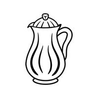 Arabisch Teekanne im Balck Linie Kunst Zeichnung Symbol Karikatur Illustration vektor