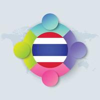 Thailand-Flagge mit Infografik-Design isoliert auf Weltkarte vektor