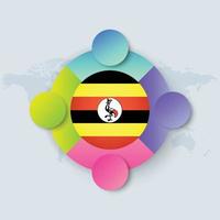 Uganda-Flagge mit Infografik-Design isoliert auf Weltkarte vektor