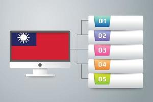 Taiwan-Flagge mit Infografik-Design integriert mit Computermonitor vektor