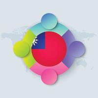 Taiwan-Flagge mit Infografik-Design isoliert auf Weltkarte vektor