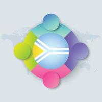 Tuva-Flagge mit Infografik-Design isoliert auf Weltkarte vektor