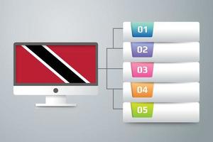 Trinidad und Tobago-Flagge mit Infografik-Design integrieren mit Computermonitor vektor