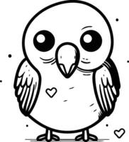 süß Karikatur Papagei mit Herz. Illustration isoliert auf Weiß Hintergrund. vektor