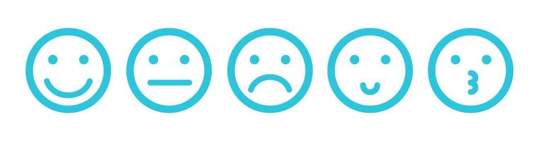 Emotionen Emoji Symbole, Emoticon Gefühle, isoliert auf Weiß Hintergrund, von Blau Symbol Satz. vektor