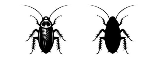 Kakerlake schwarz Silhouetten, detailliert und solide. Insekt Illustration. isoliert auf Weiß Hintergrund Konzept von Pest Kontrolle, Befall, Zuhause Hygiene. zum Design, drucken, lehrreich Material vektor
