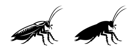 kackerlacka svart silhuetter, detaljerad och fast. insekt illustration. isolerat på vit bakgrund. begrepp av skadedjur kontrollera, angrepp, Hem hygien. för design, skriva ut, pedagogisk material vektor