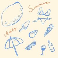 Hallo Sommer- Blau linear Illustration vektor