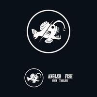 mächtig und einzigartig Angler Fisch Logo vektor