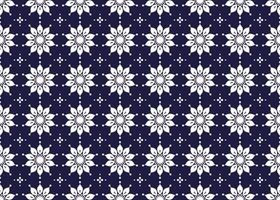 symbol vit blommig sömlös mönster på en mörk blå bakgrund vektor