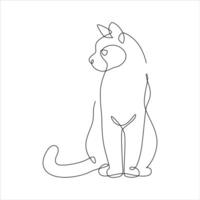 kontinuerlig linje teckning katt Sammanträde stirrande. främre se enda linjär dekorativ design begrepp. katt i ett linje för logotyp, reklam. design illustration. vektor