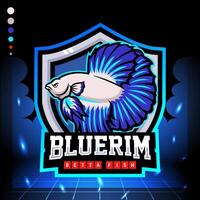 Blau Rand Betta Fisch Maskottchen. Esport Logo Design vektor