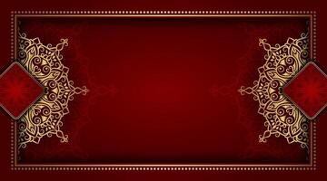lyx röd bakgrund med dekorativ mandala vektor