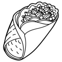 Burrito Digital Gliederung Färbung Seite Illustration vektor