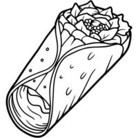 Burrito Digital Gliederung Färbung Seite Illustration vektor