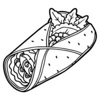 Burrito Digital Gliederung Färbung Seite Illustration vektor