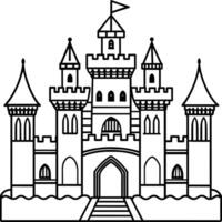 königlich Schloss Gliederung Illustration Digital Färbung Buch Seite Linie Kunst Zeichnung vektor