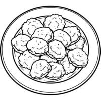 kyckling nuggets översikt illustration digital färg bok sida linje konst teckning vektor