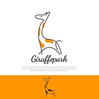 Giraffenpark-Logo einzigartige Giraffenillustration im Linienstil vektor