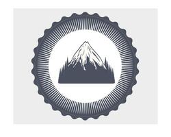 Berg Jahrgang Logo zwei Logos von Berge und ein Etikett Das sagt Ihre Etikett auf es vektor
