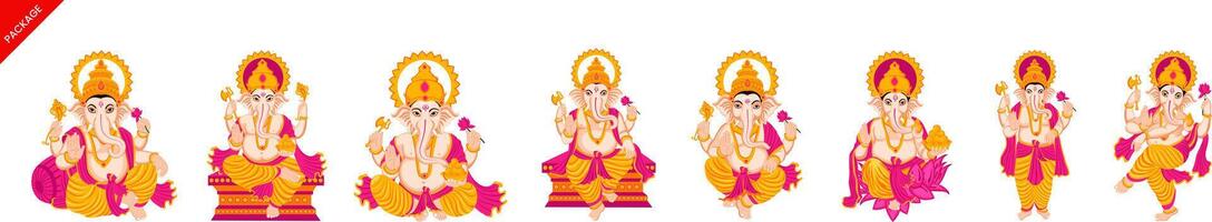 glücklich Ganesh chaturthi, Ganesh Illustration Paket vektor