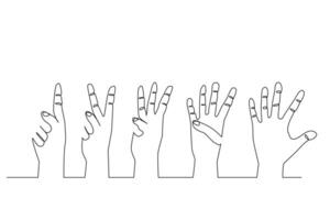 mänsklig hand ett två tre fyra fem siffra tecken ett linje konst design vektor
