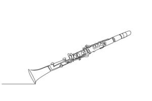 klarinett klassisk musikalisk instrument objekt ett linje konst design vektor