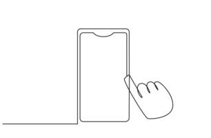 Mensch Finger Hand Smartphone Bildschirm berühren Technologie Linie Kunst Design vektor